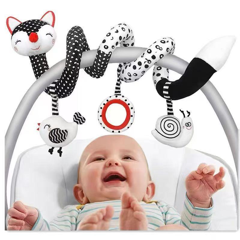 Newborn Black and White Visual Training Crib Hanging Plush Toy for Soothing Babies