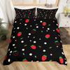 Strawberry Duvet Cover Full Size Comforter Cover Cute Strawberry Pattern Pink Decor Bedding Set for Kids Boys Girls Adults 3Pcs