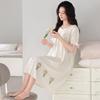 1011 New Nightgown Women's Summer Cotton Short-sleeved Loungewear Summer Thin Can Be Worn Outside Casual Pajamas Women