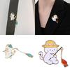 Miniature Cats Fishing Scene Brooch Allergy Resistant Metal Accessory 4.5cm Height Cute Embellishment For Apparel