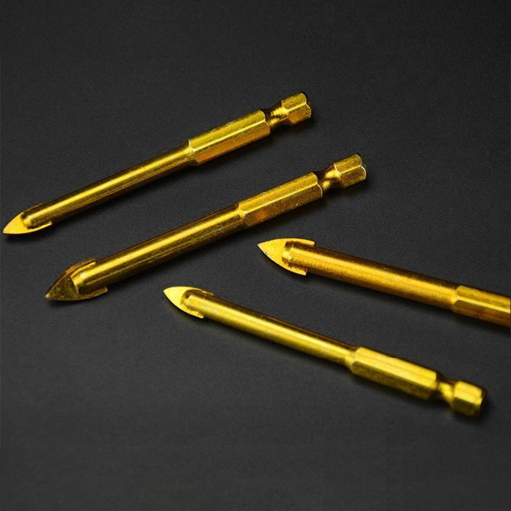 Power Tool-10Pcs 6mm Titanium Superhard Alloy Ceramic Tile Glass Drill Bits Spear Head