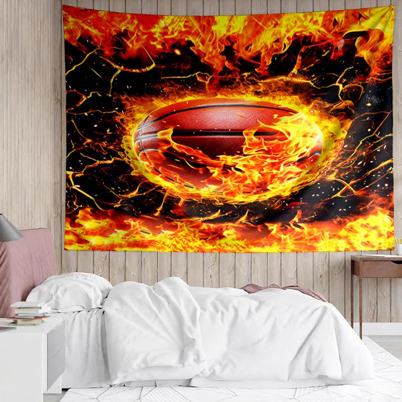 1PC Flaming Football Artwork K-pop music group Tapestry Accessories for Bedroom,Livingroom, dormitory Room Wall Decor Fan Birthday Gifts