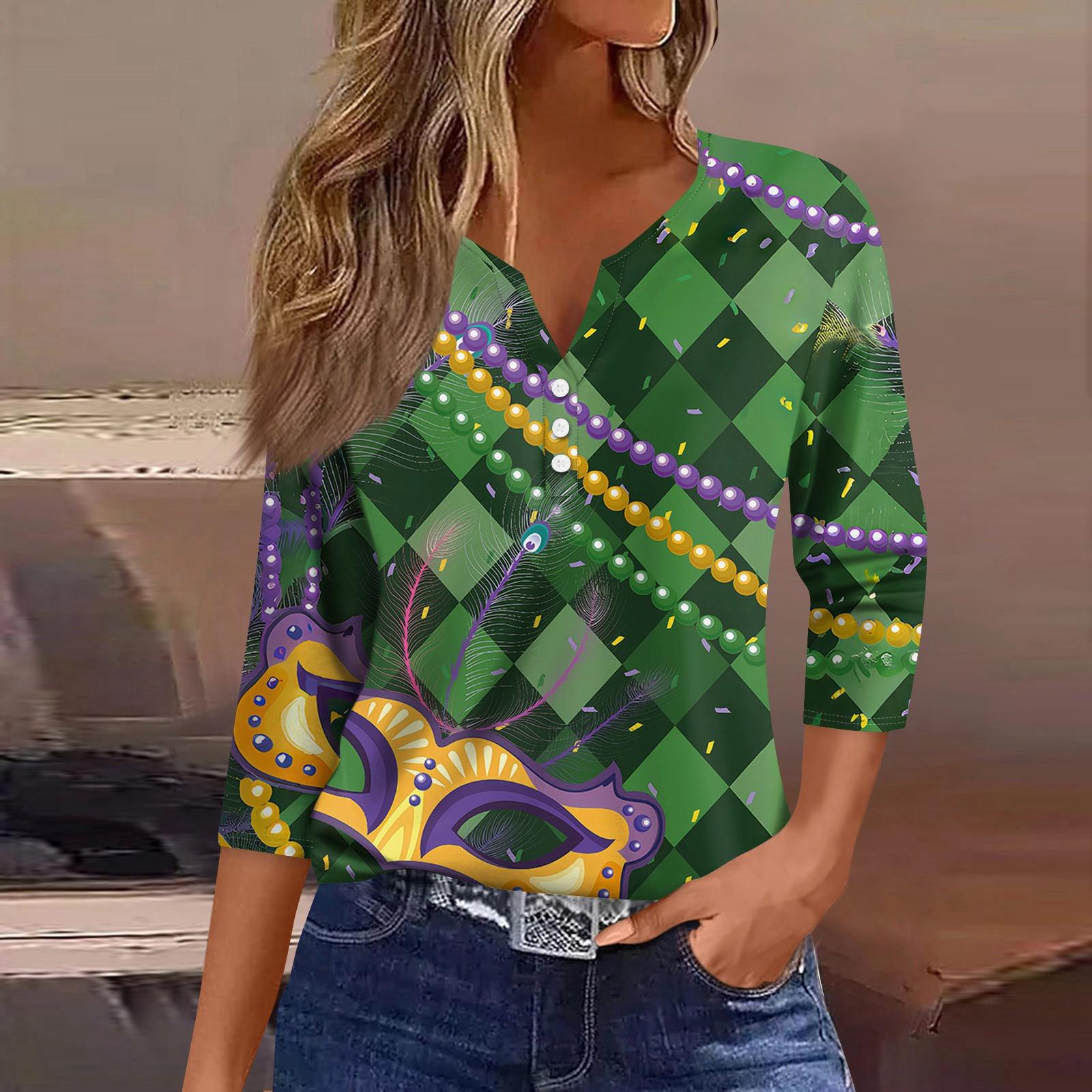 

Женская мода повседневный топ с длинным рукавом и круглым вырезом с цветочным принтом M зелёный