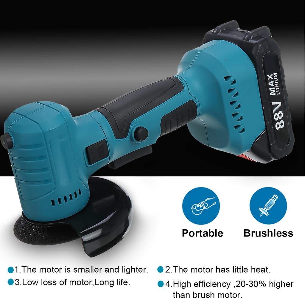88VF Brushless Angle Grinder Cutting Electric Power Tools Mini Cordless Polishing Grinding Machine For 18V Battery