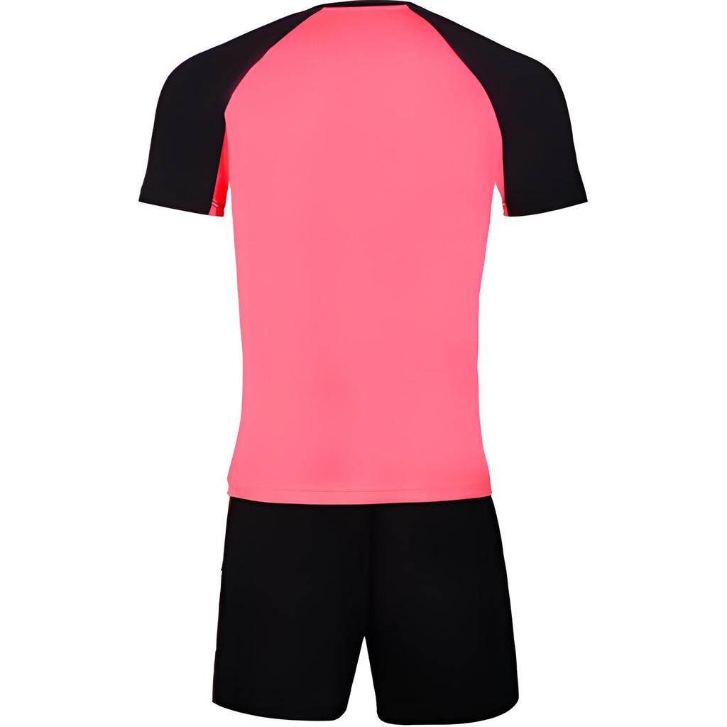 Li-Ning Quick-Drying Breathable Short Sleeve Five-Point Casual Shorts Football Set Men Sets Fluorescent-Pink Black YATU043-3