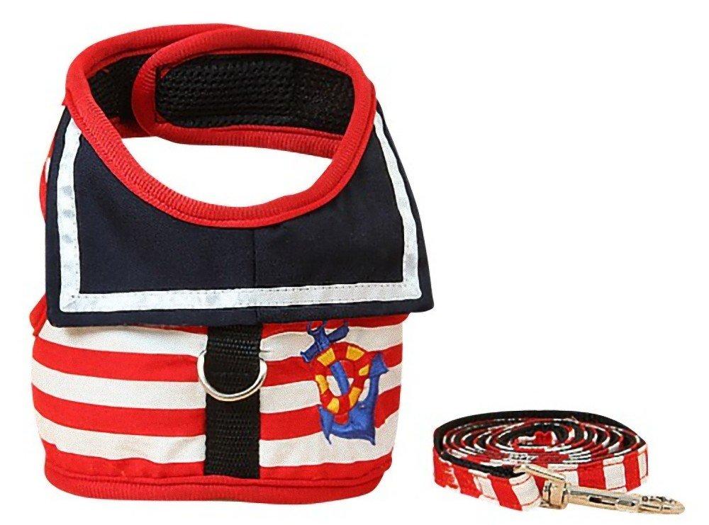 Smiti Petwear Dog Harness and Lead Set Marine Border Red S