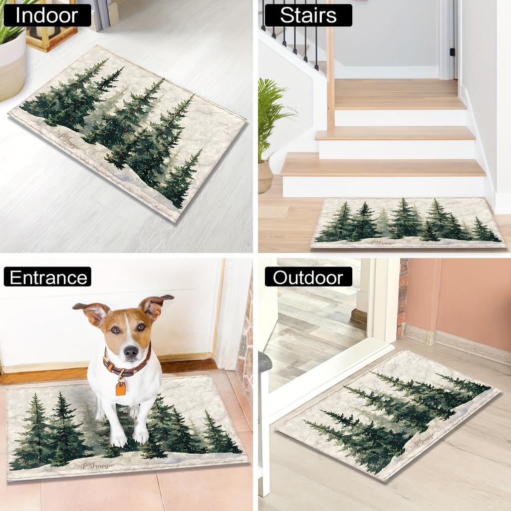 Christmas Tree Decorative Carpet Bathroom Non-Slip Absorbency Foot Mat Bedroom Soft And Comfortable Mat Home Decoration