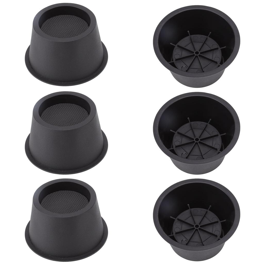 6Pcs Furniture Risers Round Plastic Furniture Lift Riser for Bed Table Couch Black 2.8in