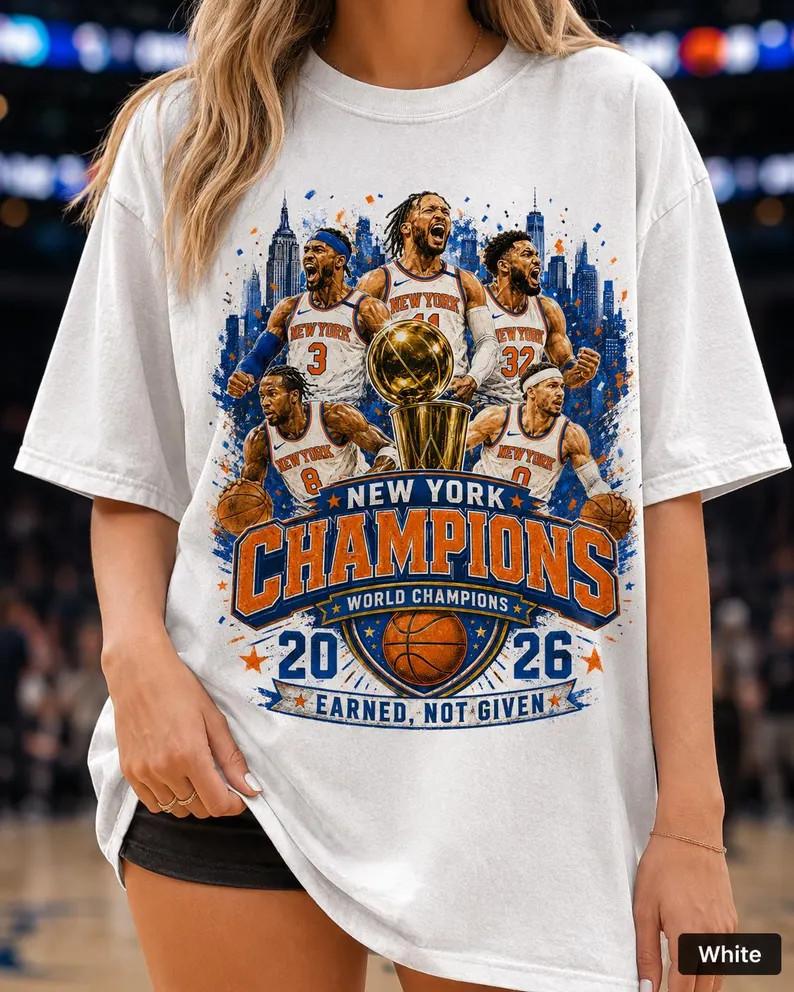 Knicks 2026 Champions Shirt Vintage Basketball Graphic Tee S