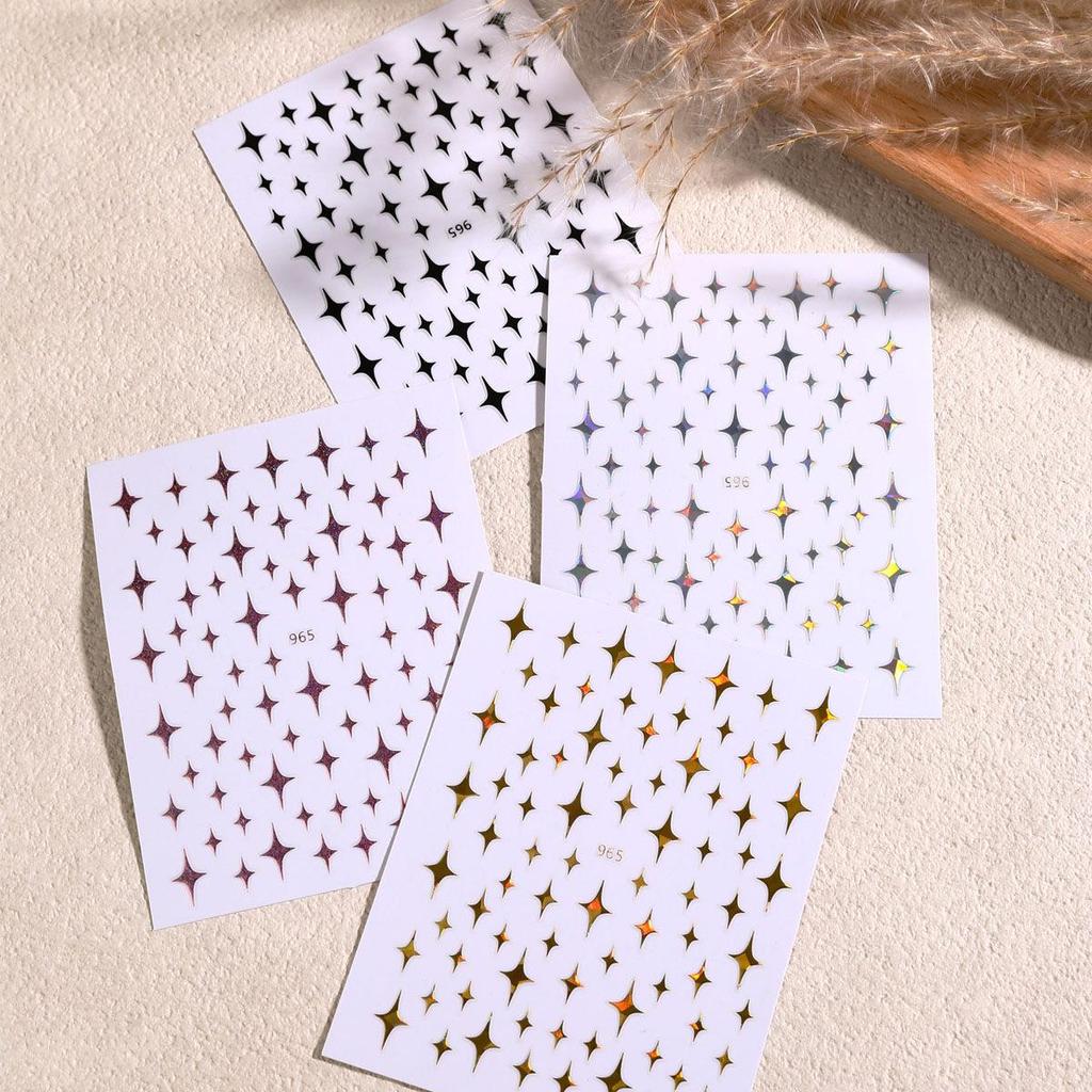 Popular Multi-color Star Nail Art Stickers: DIY Laser Gold & Silver Wearable Adhesive Decals