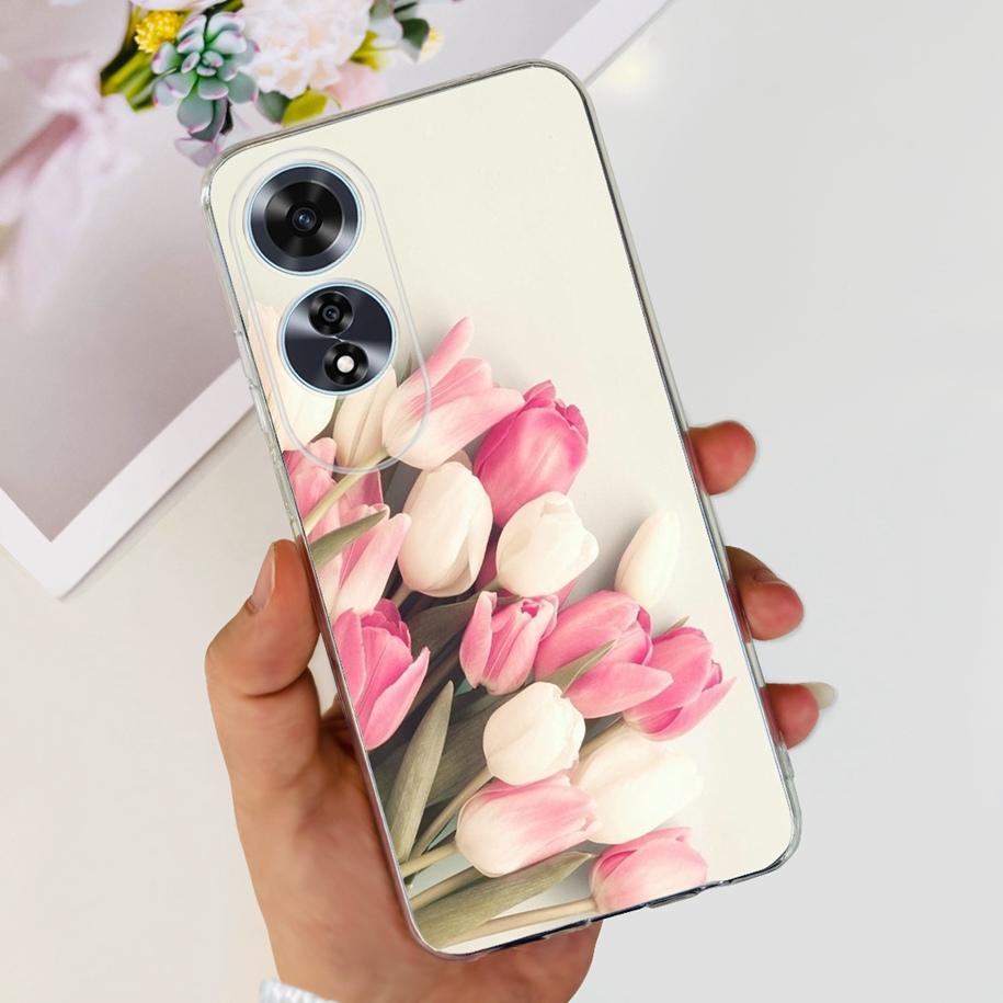 For OPPO A60 4G Case CPH2631 Cute Cat Cartoon Transparent TPU Silicone Soft Slim Cover For OPPO A60 A 60 OPPOA60 2024 Bumper New