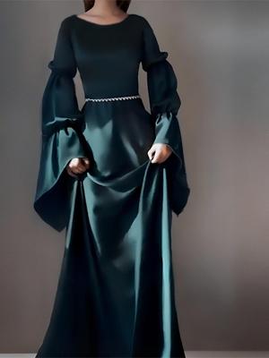 Silky Slim Fit Long Sleeve Luxury Dress - European & American Style 2025