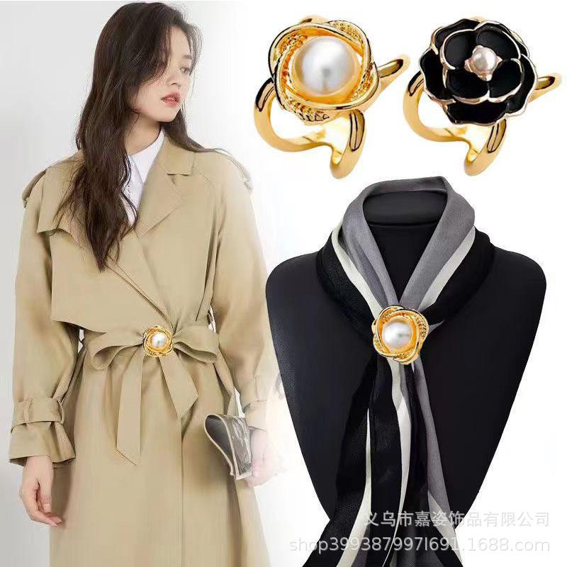 Elegant Bow Tie Silk Scarf and Coat Belt Buckle for Women - High-End Versatile Knot for Autumn and Winter