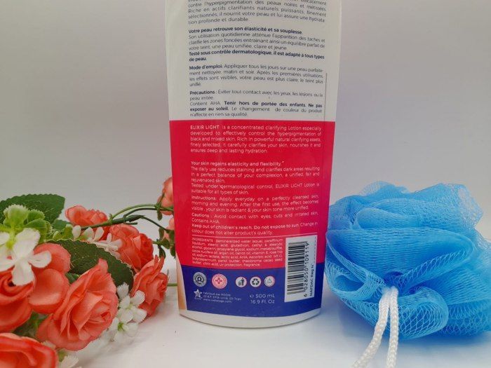 Lait Éclaircissant - Elixir - 500 Ml - Éponge Exfoliante Offerte - Tous Types De Peau - Texture Lait