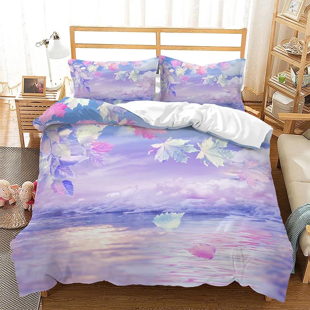 Spring Flowers Pink Sakura Comfortable Duvet Quilt Cover Pillowcase Bedding Set Children Bedroom Decoration Home Textile