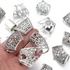 5pc/lot Metal Hollow Charms Multiple Shape Silver Pendants Beads for Jewelry Making DIY Necklace Bracelet Earring Craft Supplies