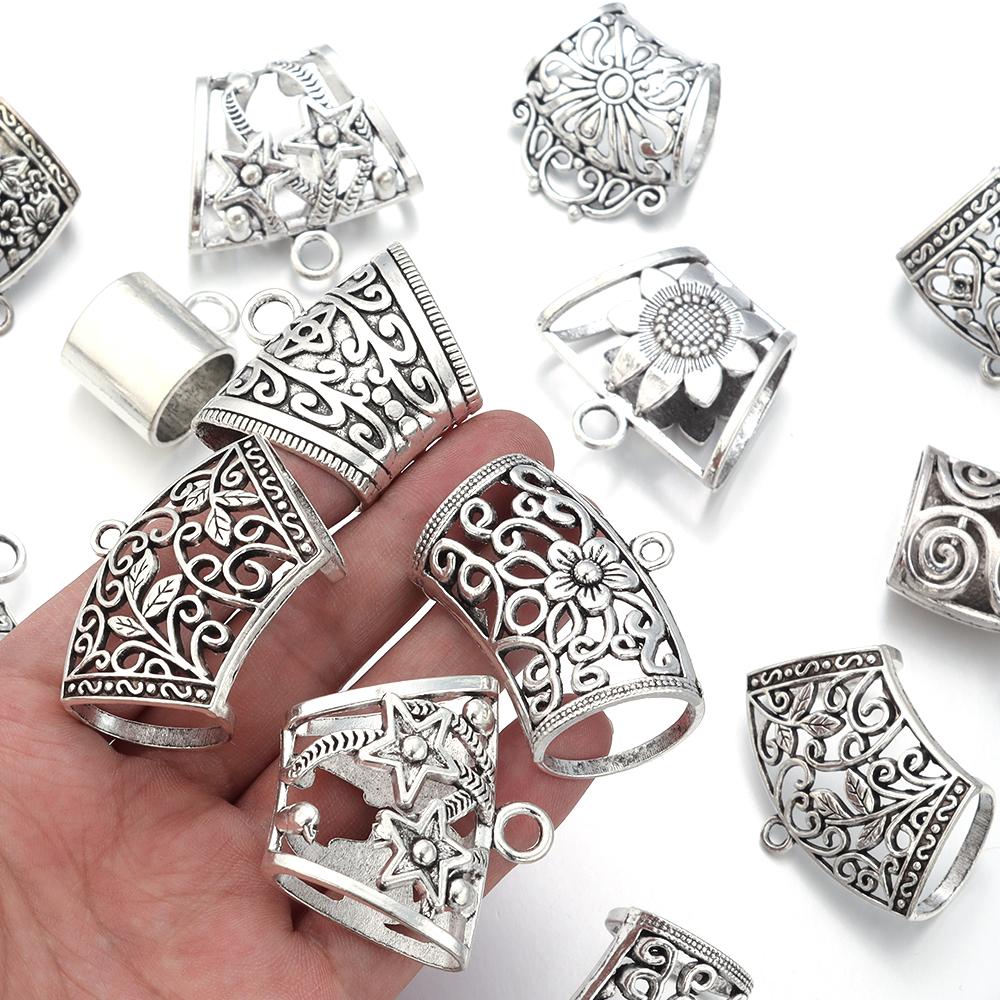 5pc/lot Metal Hollow Charms Multiple Shape Silver Pendants Beads for Jewelry Making DIY Necklace Bracelet Earring Craft Supplies