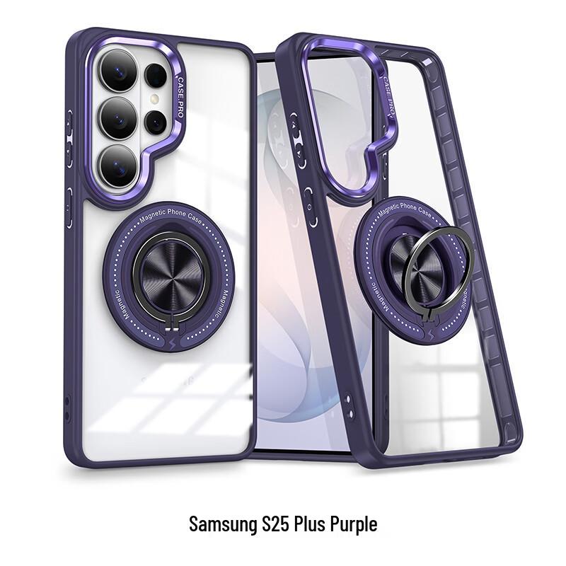 CAXITON Samsung S25 Plus Transparent Magnetic Ring Holder Case