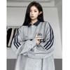 Women's American Retro Preppy Striped Polo Collar Sweatshirt 2025