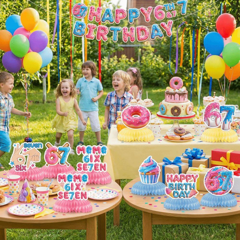 Internet Humor 67 Meme Birthday Decorations Colorful Honeycomb Centerpieces  All Ages Celebration