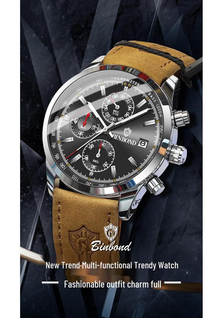 Binbang Steel Strap Men's Quartz Wristwatch - Hot Seller Live Broadcast Edition