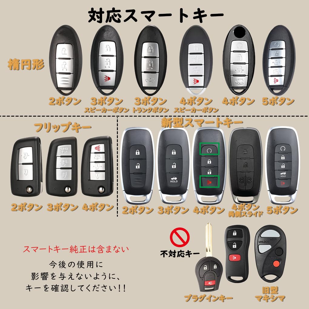 KUNIO Nissan Dedicated Key Case for Relay Attack Prevention, Key Holder, Leather, Smart Key