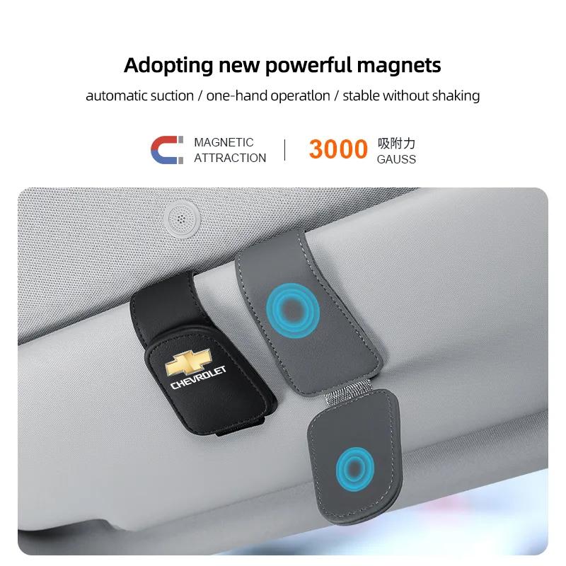 Car Leather Glasses Clip Sun Visor Ticket Card Storage Clamp For Chevrolet Cruze Malibu Colorado Suburban Equinox Blazer Trax