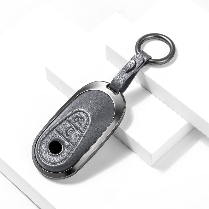 Metall Leder Auto Fernbedienung Schlüsselhülle Etui Halter Schale Schlüsselanhänger für Mercedes Benz Neue C260L E300L S400L EQE GLC CLE C E S Klasse