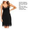 Damen Nachthemd mit Spitze, Spaghettiträger, V-Ausschnitt, Chemise, Nachtwäsche, Ganzunterkleid, Babydoll, Schlafkleid, Sommer, weiche Nachtwäsche