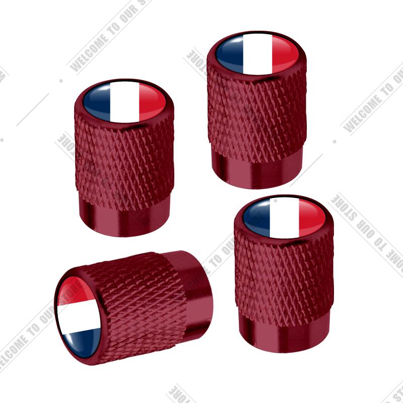 Cqdjvy1 Auto CNC Aluminium Duitsland Italië Frankrijk Driekleurige Vlag Embleem Voor Citroen Peugeot Fiat Kia 4 stuks Bandenventiel Luchtpoort Stuurpen Afdekdoppen
