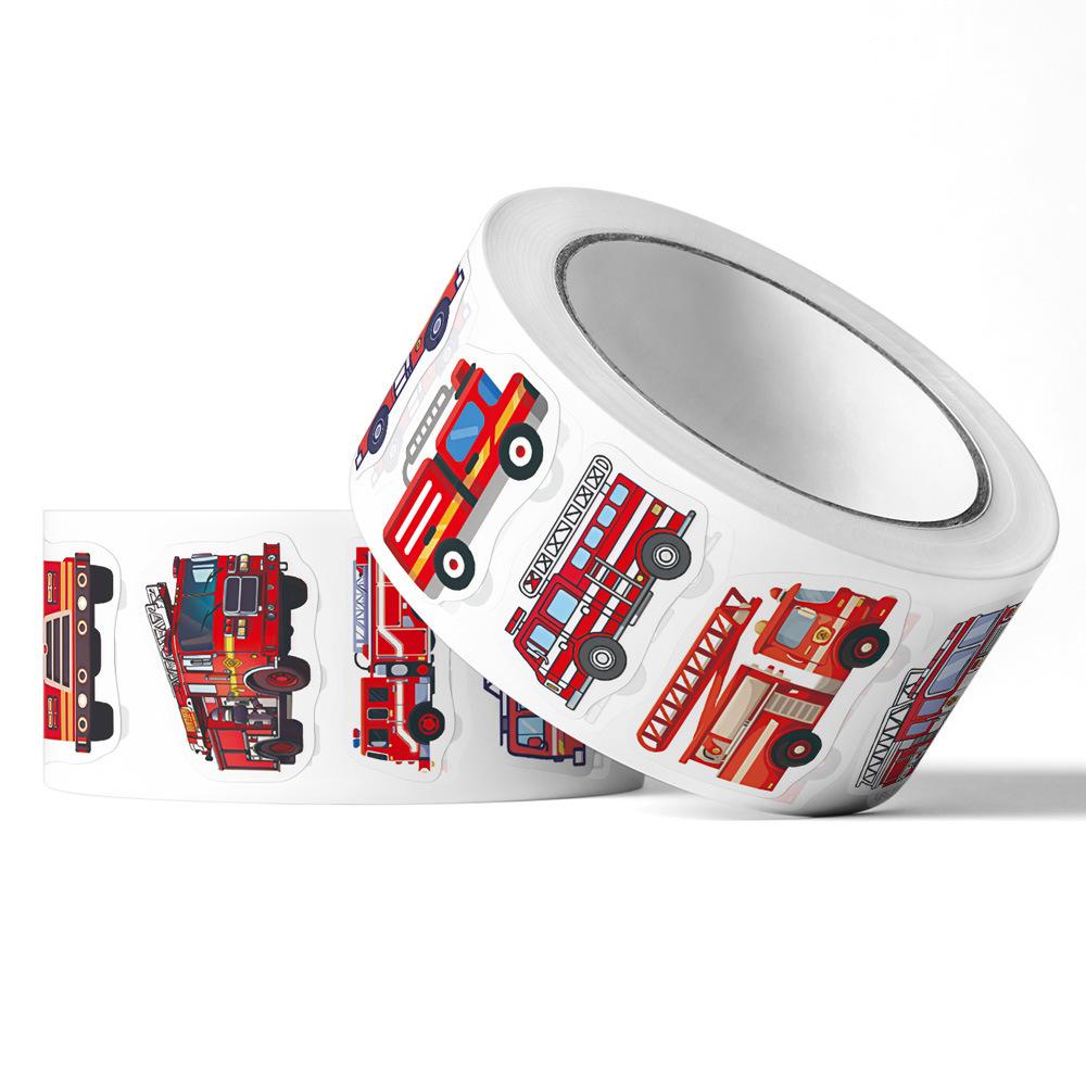 500PCS Fire Truck Roll Stickers Graffiti Cartoon Art Gift Scrapbooking Living Room Phone Community Skateboard Nostalgia Sticker