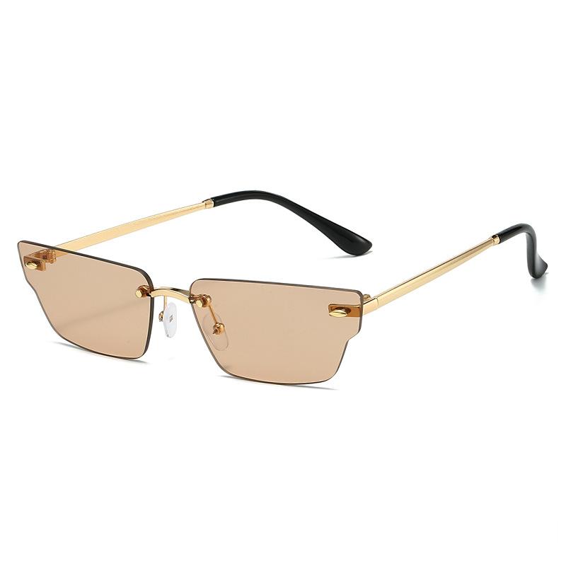 New trimmed square sunglasses European and American fashion trend sunglasses female Internet celebrity street shooting style frameless sunglasses