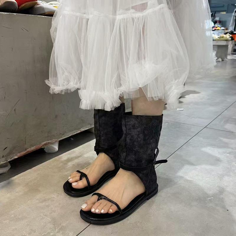 Новая женская винтажная одежда в стиле вестерн удобная мода сотни ковбойских сапог - сандалии сапоги длинные сапоги в римском стиле 42 3479₽