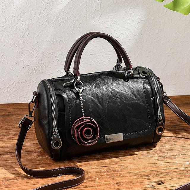 

Yogodlns flowers Pendant Handbag Women s fashion Boston bags single shoulder bag ladies crossbody bag PU messenger bag 27x14x17cm