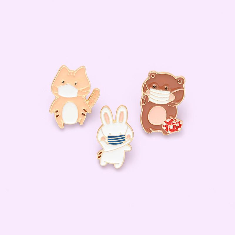 Charming Alloy Animal Pins Featuring Lovely Bear Rabbit And Cat Shapes For Trendy Outfits