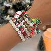 SHIXIN 6Pcs/Set Merry Christmas Letter Bracelets for Women Cute Christmas Tree Snowman Elk Pendant Bracelet Elastic Rope Bangle