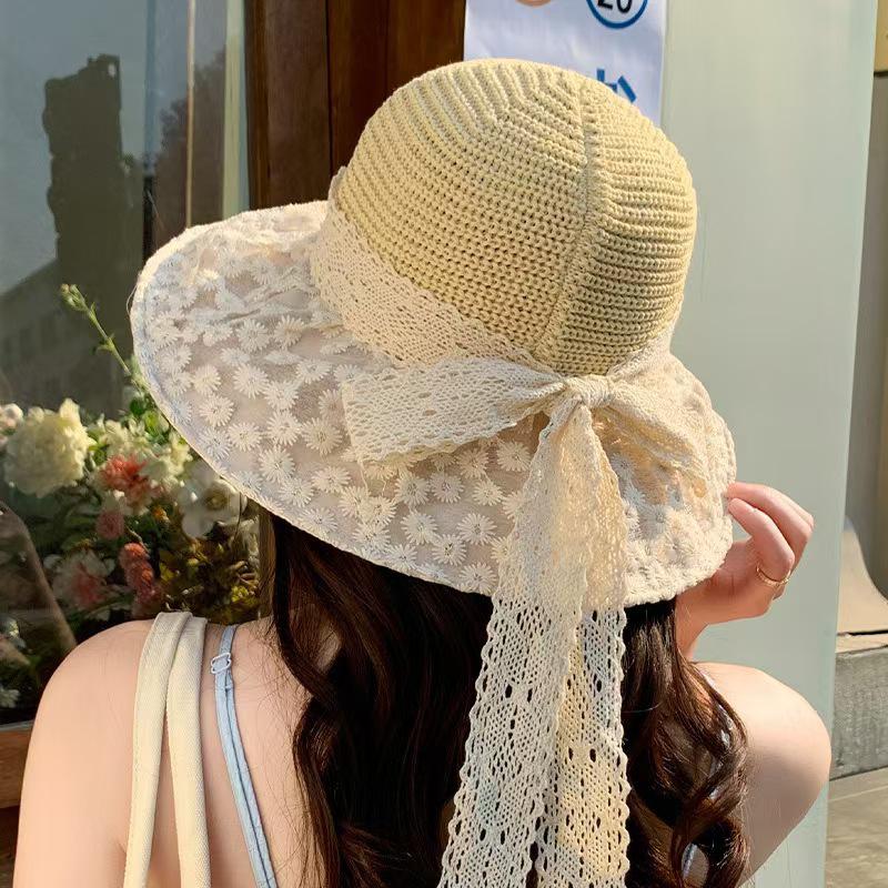 Straw Woven Foldable Butterfly Visors: Women's Summer Sun Protection Beach Hats