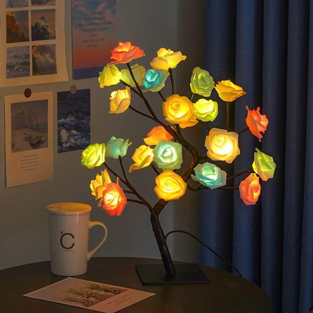 

Luminous 24 LED Rose Lamps Creative Artificial Flower Night Light Rose Tree Lights Home Decor Style 11