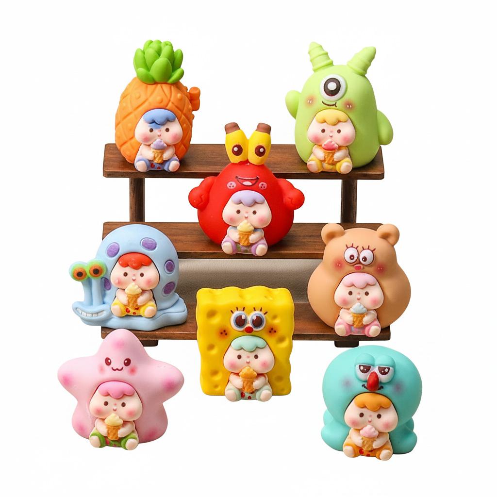 6 stk/sett Hav Babydukke Cos Spongebob Firkantbukse Anime Figurer Leketøy Samleobjekt Modell Dukke Gave til Fans