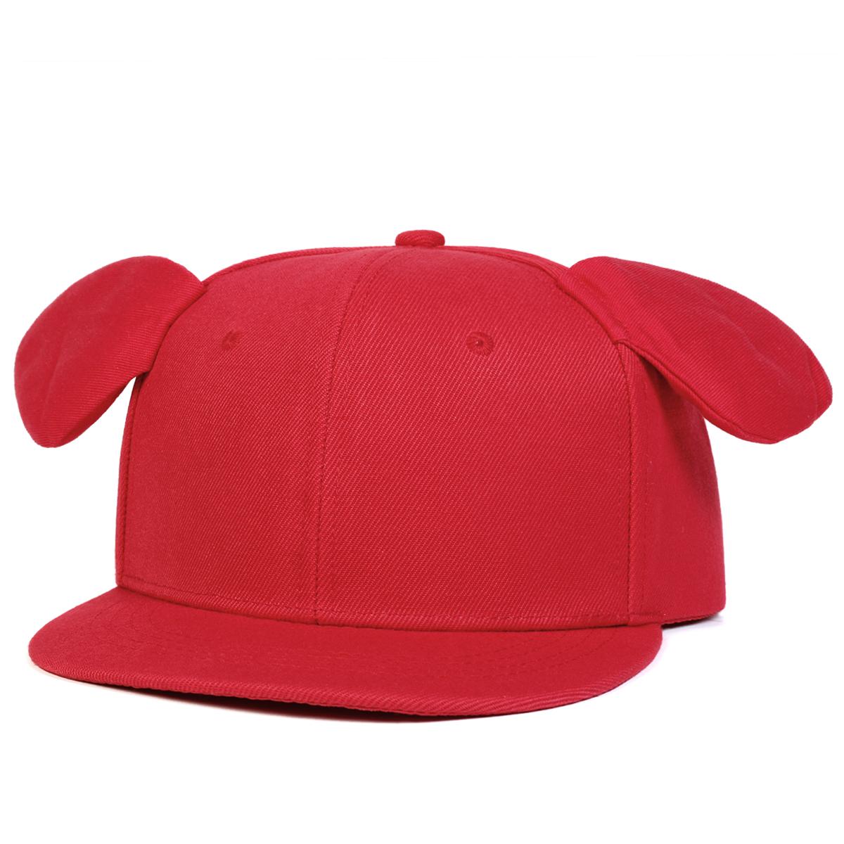 

Бейсболка с украшением в виде больших ушей, регулируемая, с плоским верхом, унисекс, для путешествий на открытом воздухе красный