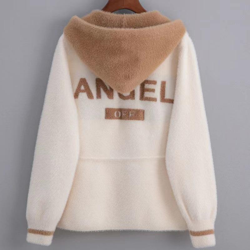 Women's autumn and winter mink fleece cardigan autumn new short top sweater thick coat spring and autumn versatile