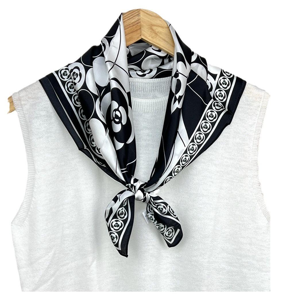 Temperament Camellia High Sense Mulberry Silk Square Scarf Ins Design Sense Is Good To Match Decorative Mulberry Silk Scarf Scarf Women