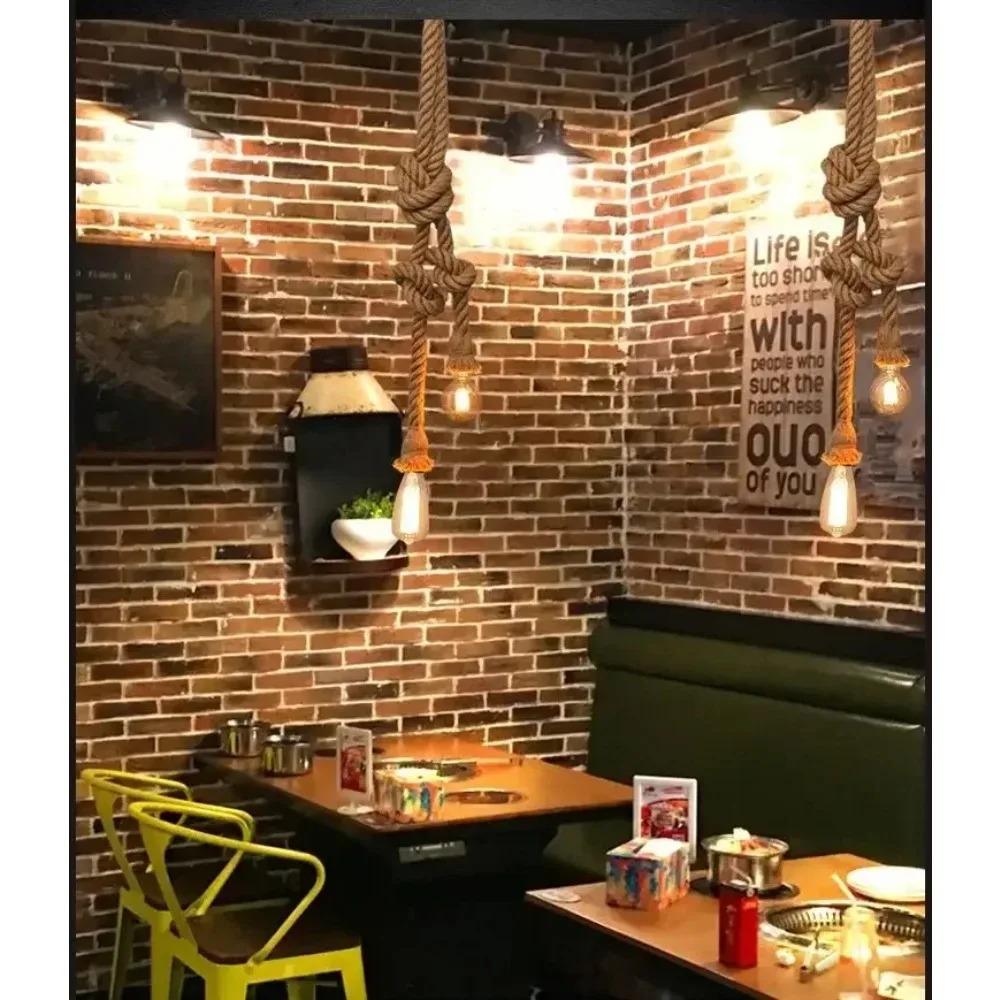1/5/10Pcs Retro Vintage Rope Lamp Creative Country Edison Bulb Chandelier Decoration Home Vintage Hemp Rope Pendant Lamp