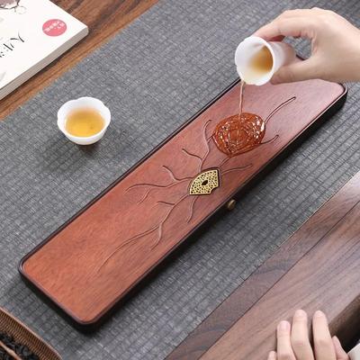 Pear Wood Fan Shaped Dry Brewing Tea Tray Single Layer Small Gongfu Teaware Solid Wood Portable Drainage Tray