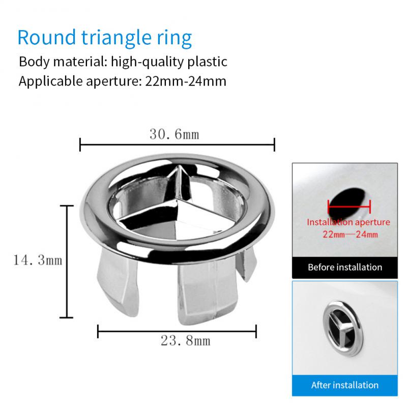 Kitchen Bathroom Basin Trim Bath Sink Hole Round Overflow Drain Cap Cover Overflow Ring Hollow Wash Basin Overflow Ring Strainer