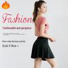 Women's Quick-Dry High-Waisted Faux Two-Piece Yoga Set with Chest Pads - Summer Short-Sleeved Top and Shorts
