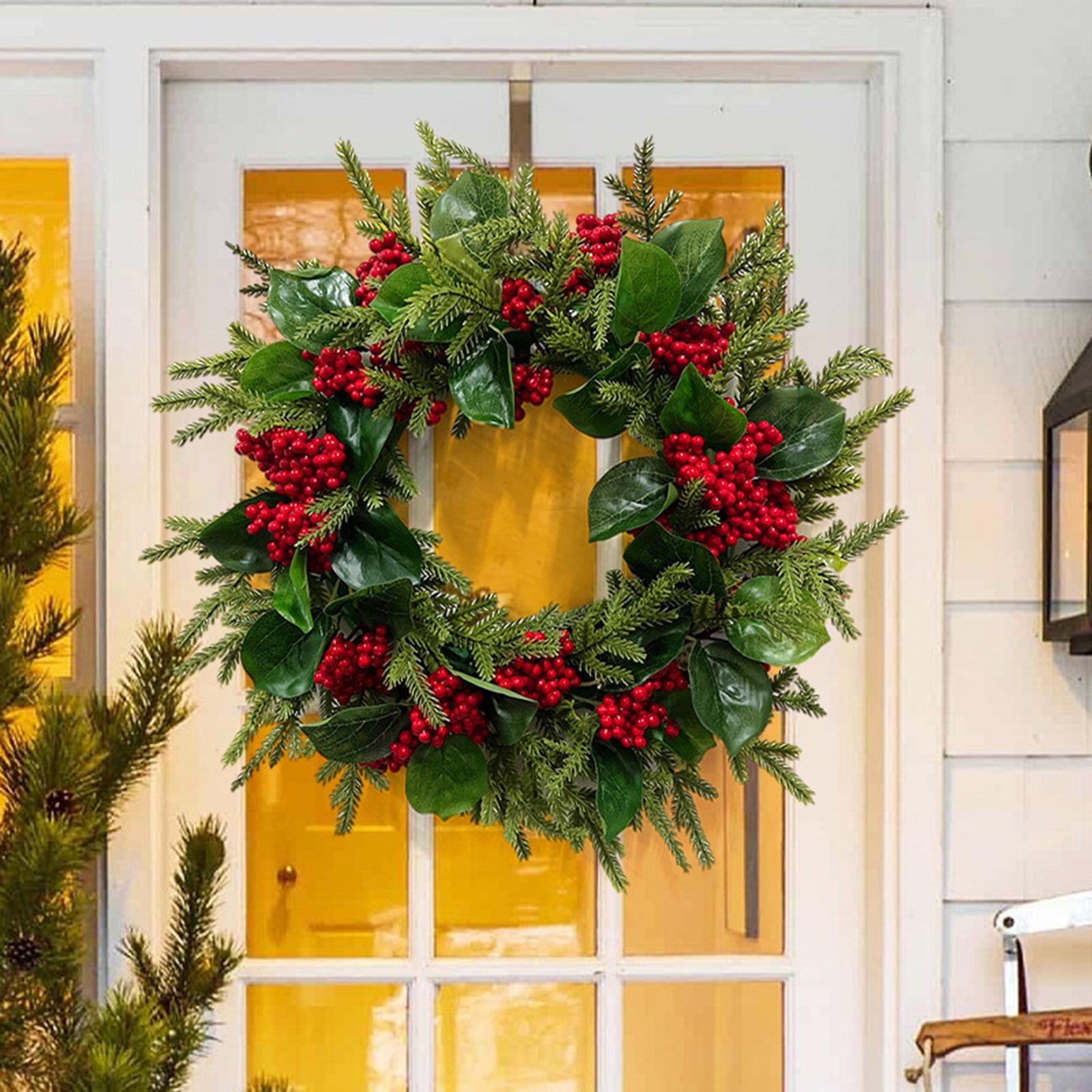 

Christmas Wreath Front Door Wreath with Red Berries Home Decoration Winter Wreath for New Year Festival Wedding Indoor Farmhouse