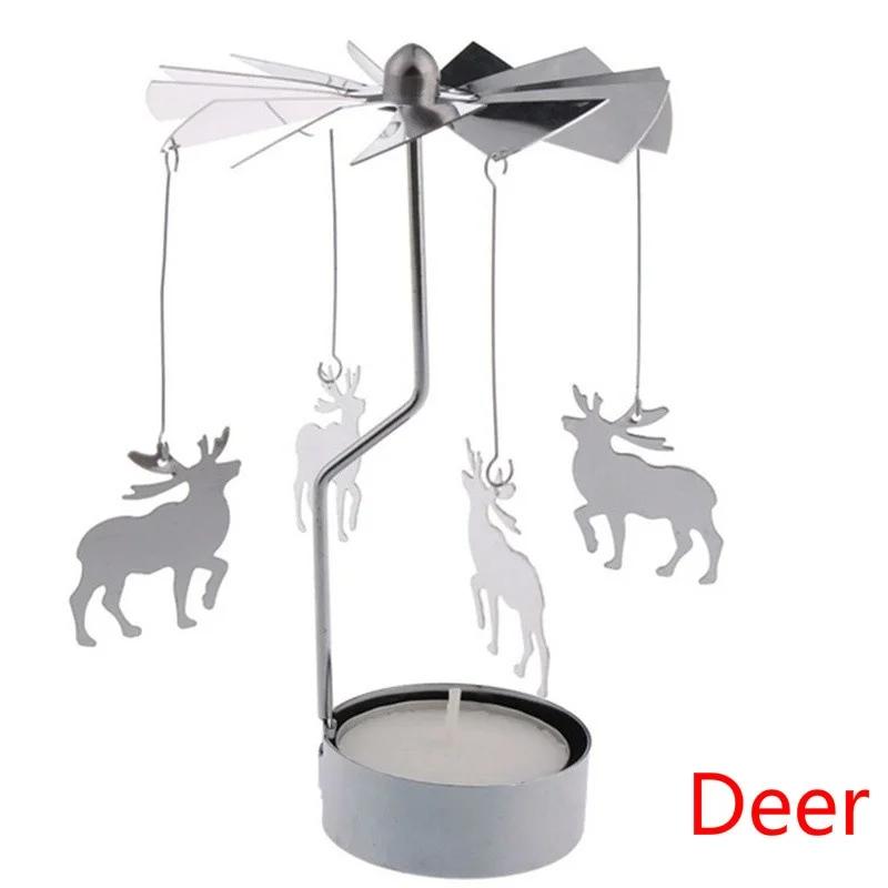 Metal Rotary Candle Holder Light Carousel Stand Tea RollingHome Christmas Home Decore Candles