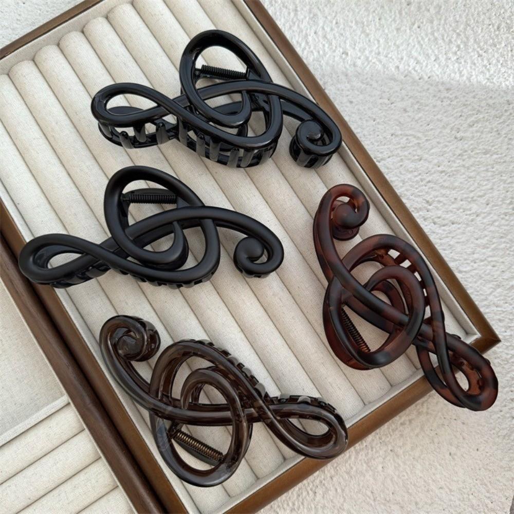 Solid Color Musical Note Hair Clip Non-Slip Large Barrettes Retro Hair Claw Clips Women