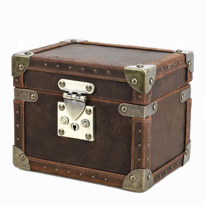 Retro Handmade Crazy Horse Leather Watch Display & Storage Box